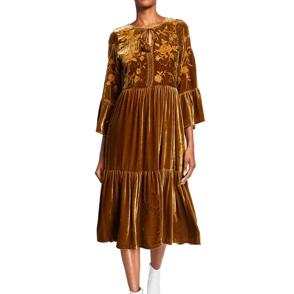 Johnny Was Dresses & Skirts - Nwt Johnny Was Embroidered Velvet Dress Small